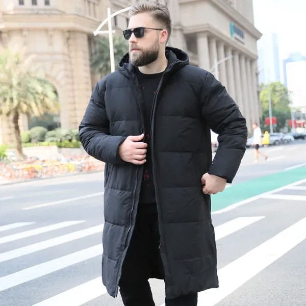 Пуховик мужской в Корейском стиле, зимнее пальто, мужская длинная куртка-пуховик с белым утиным пухом, Теплая мужская куртка 203WM YY1302