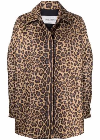 Valentino пальто на молнии с леопардовым принтом