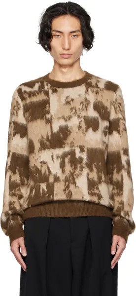 Светло-коричневый жаккардовый свитер Helmut Lang