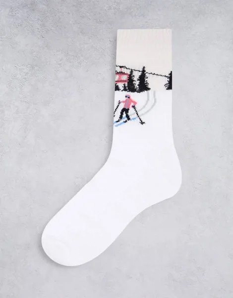 Спортивные носки с лыжным пейзажем ASOS DESIGN-Разноцветный