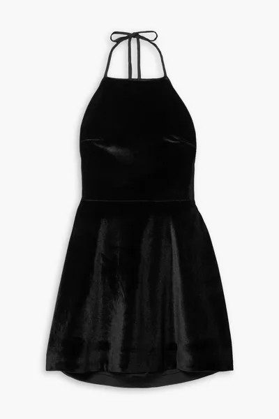 Бархатное платье мини Reece с воротником-халтер и декором HVN, черный