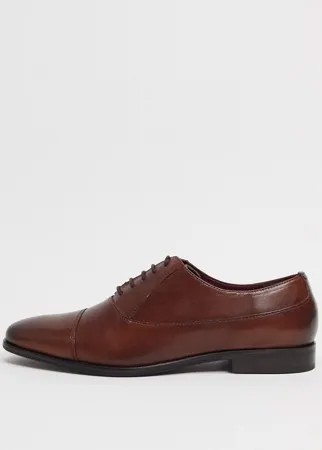 Коричневые кожаные туфли с круглым носком Walk London Alfie-Коричневый цвет