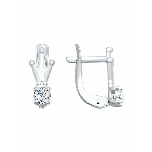 Серьги The Jeweller, белое золото, 585 проба, фианит, серебряный