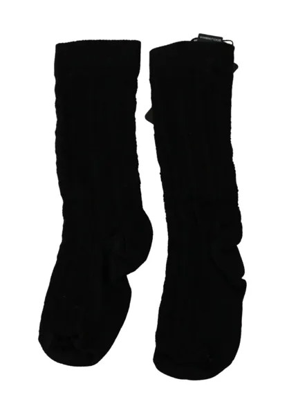DOLCE - GABBANA Носки до середины икры, черные шерстяные женские стретч с рисунком s. Рекомендуемая розничная цена: 150 долларов США.