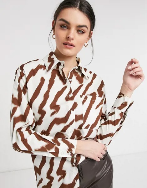 Oversized-рубашка с тигровым принтом Glamorous-Белый