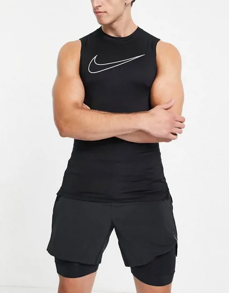 Черная майка узкого кроя Nike Pro Training-Черный цвет