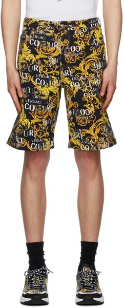 Черно-золотые джинсовые шорты Regalia Baroque Versace Jeans Couture