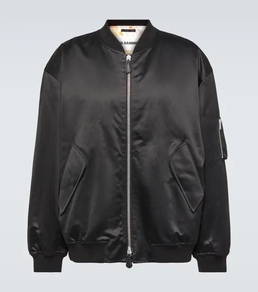 Бомбер из хлопкового блузона Jil Sander, черный