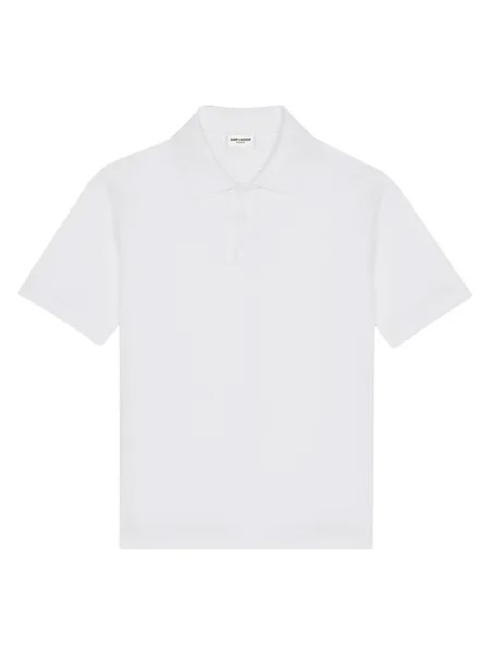 Рубашка поло Cassandre из хлопкового пике Saint Laurent, белый