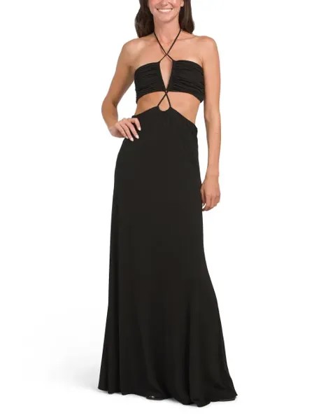 Платье Eva с вырезами на шее и бретельках Halston, черный
