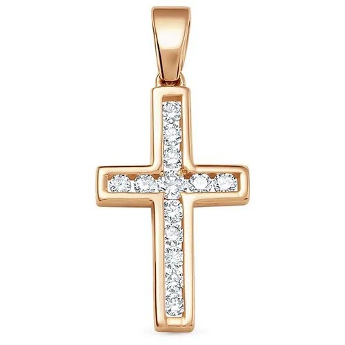 Подвеска Vesna jewelry, красное золото, 585 проба, родирование, бриллиант