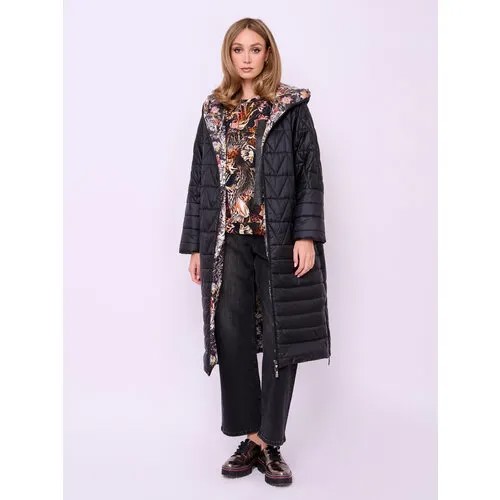 Куртка  Franco Vello, демисезон/зима, средней длины, силуэт прямой, ветрозащитная, карманы, утепленная, ультралегкая, размер 44, черный