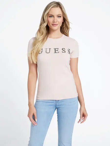 Футболка с логотипом Pepper Rhinestone Guess Factory, цвет Vapor Rose