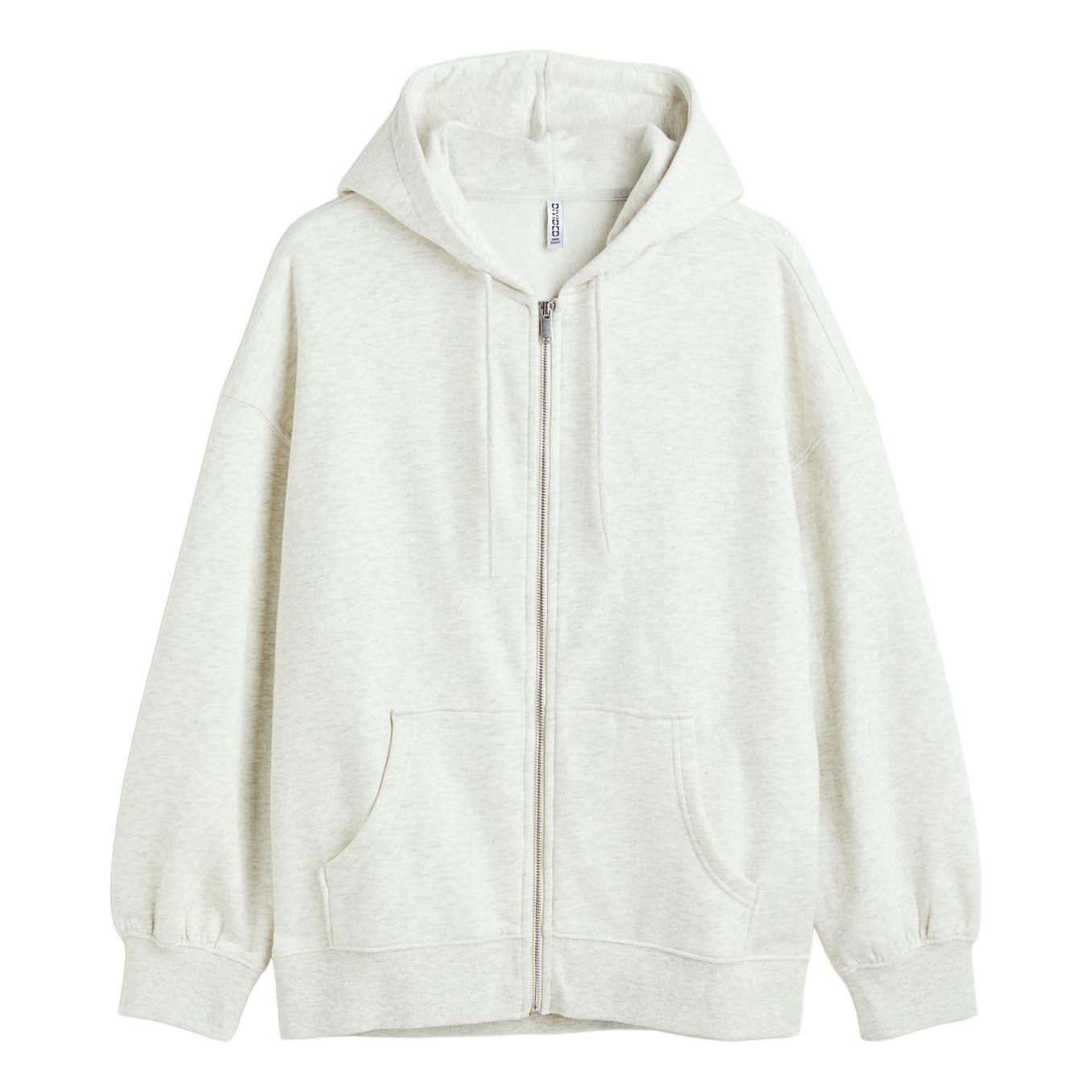 Толстовка H&M Oversized Zip-through, светло-серый