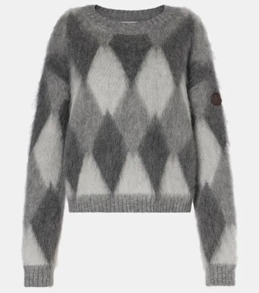Свитер из смеси мохера и шерсти Moncler, цвет light grey
