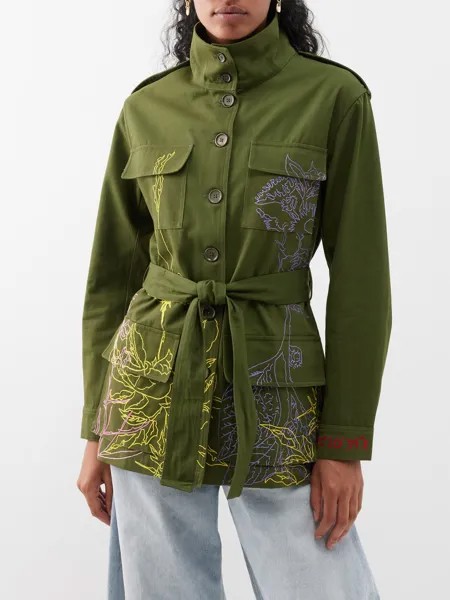 Хлопковая куртка rural expedition с вышивкой Kilometre Paris, зеленый