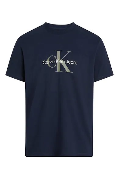 Футболка с логотипом и овальным вырезом CALVIN KLEIN JEANS, хаки, темно-синий