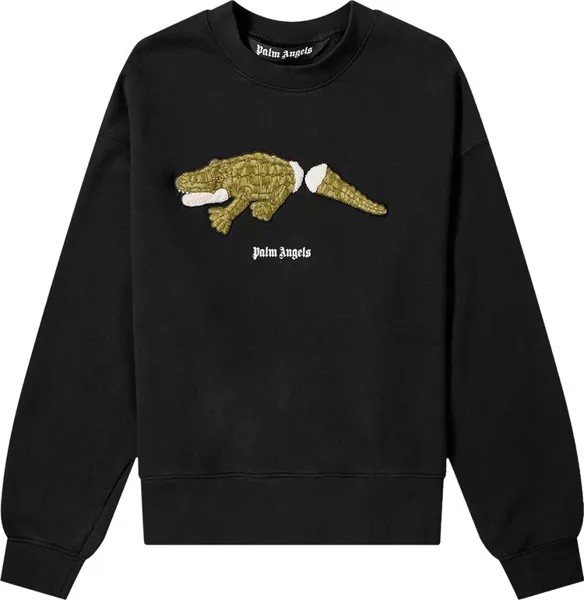 Толстовка Palm Angels Croco Crewneck 'Black/Green', черный