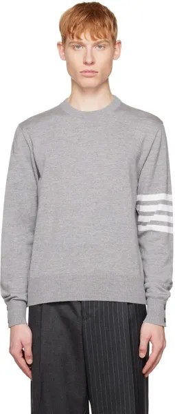 Серый свитер с 4 полосами Thom Browne