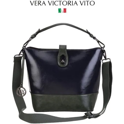 Сумка  мессенджер Vera Victoria Vito повседневная, внутренний карман, регулируемый ремень, синий, зеленый
