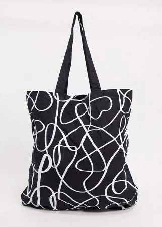 Большая сумка-шопер из органического хлопка с абстрактным принтом ASOS DESIGN-Многоцветный