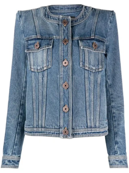 Balmain джинсовая куртка без воротника, синий