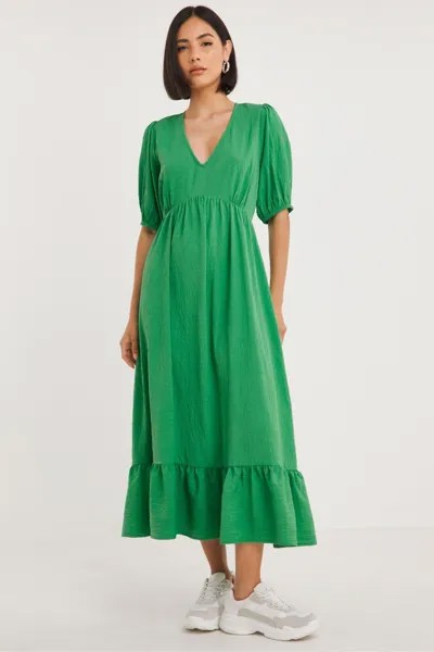 Зеленое фактурное платье миди Simply Be, зеленый