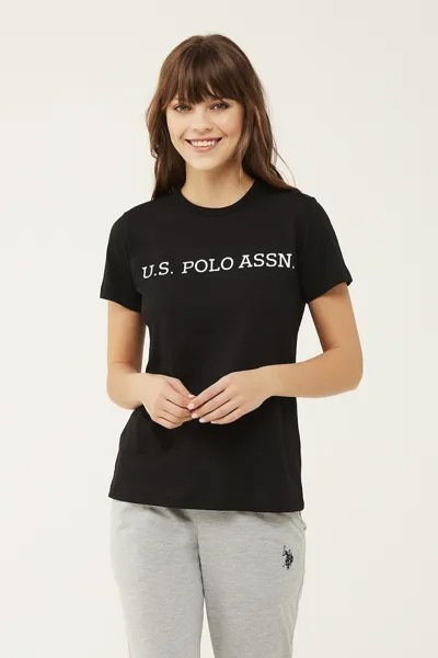 Футболка из домашнего хлопка с логотипом U S Polo Assn , черный