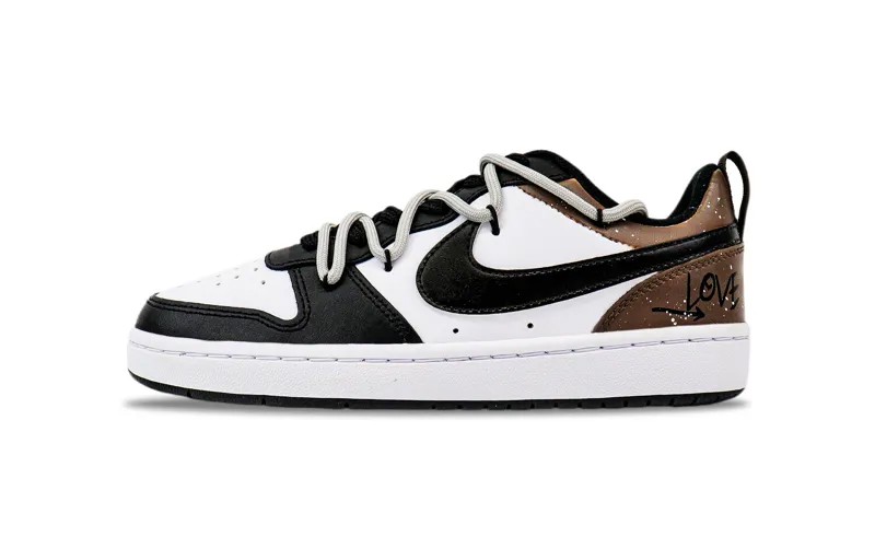 Кроссовки Nike Court Borough Skateboarding Shoes Women's Low-top Black/White/Brown, черный/белый/коричневый