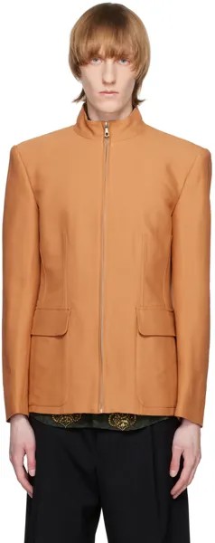 Оранжевый пиджак с воротником-стойкой Dries Van Noten