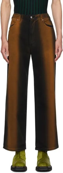 Черно-оранжевые широкие джинсы Eckhaus Latta