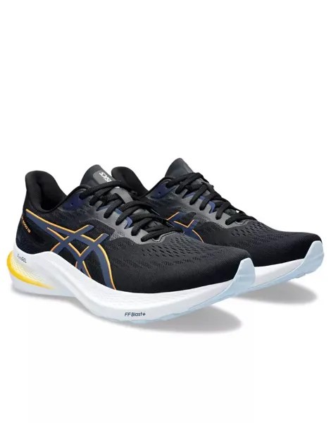 Стабилизирующие беговые кроссовки Asics GT-2000 12 черного, темно-синего и оранжевого цвета