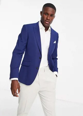 Синий облегающий пиджак из фактурной меланжевой ткани Burton-Голубой