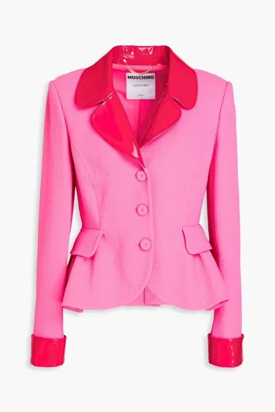 Креповая куртка с баской и виниловой отделкой Moschino, розовый