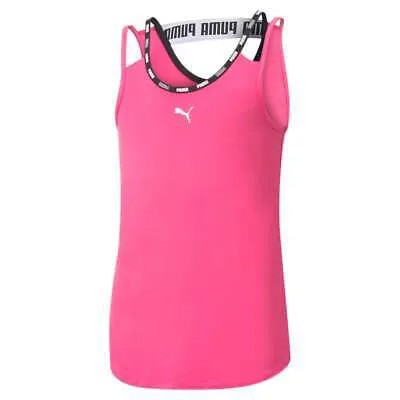 Puma Rt Strong Logo Майка с круглым вырезом для девочек, розовая повседневная спортивная обувь 67016482