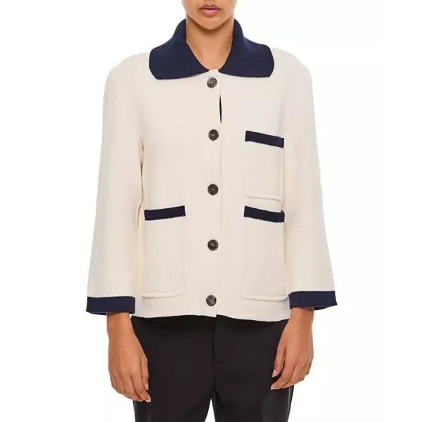 Куртка polo collar cotton and cashmere jacket Thom Browne, белый