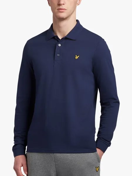 Рубашка-поло с длинными рукавами Lyle & Scott, темно-синяя