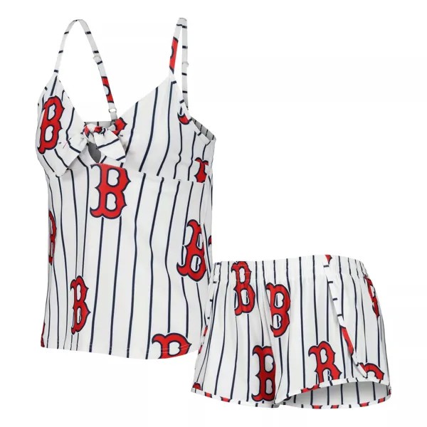 Женский спортивный комплект Concepts Sport White Boston Red Sox Reel со сплошным принтом, майка и шорты для сна