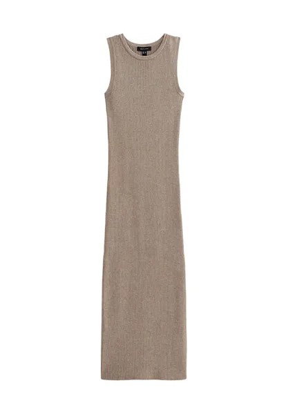 Вязаное платье Racer Split Hem Midi New Look, бежевый