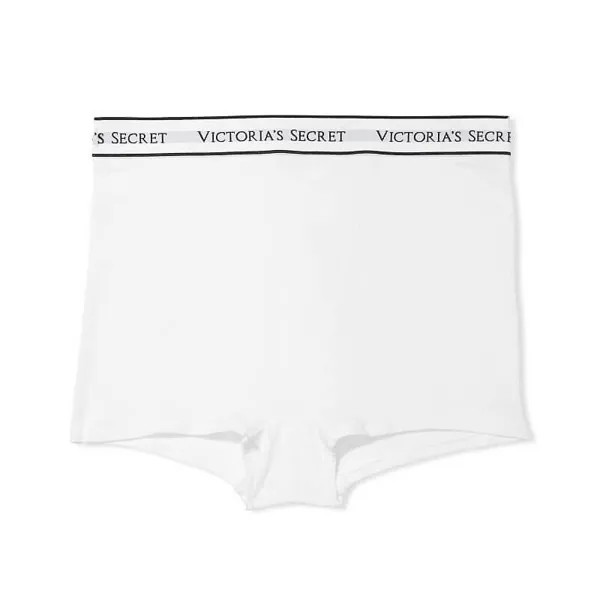 Трусики-шортики с высокой талией Victoria's Secret Logo Cotton, белый