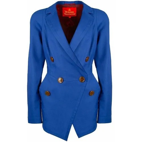 Пиджак Vivienne Westwood, средней длины, силуэт прилегающий, размер 46, синий