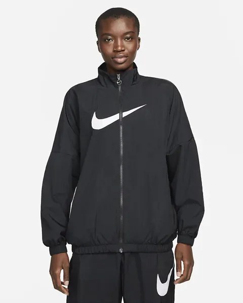 Женская тканая куртка Nike Sportswear Essential черно-белая DM6181-010