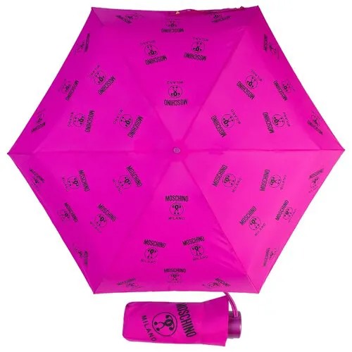 Зонт складной Moschino 8560-SuperminiJ Logo Allover Fuxia