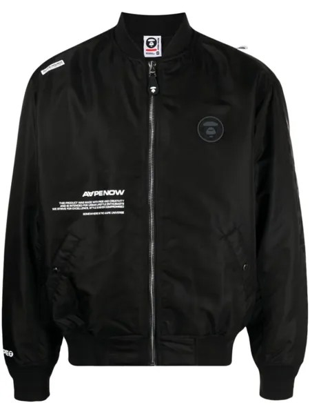 Бомбер на молнии с нашивкой-логотипом AAPE BY *A BATHING APE, черный