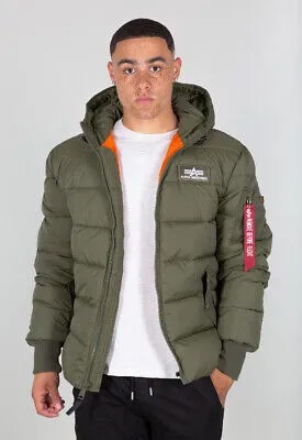 Alpha Industries Пуховики с капюшоном Мужские хаки