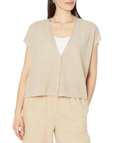 Свитер Eileen Fisher V-Neck Sleeveless Cardigan, натуральный