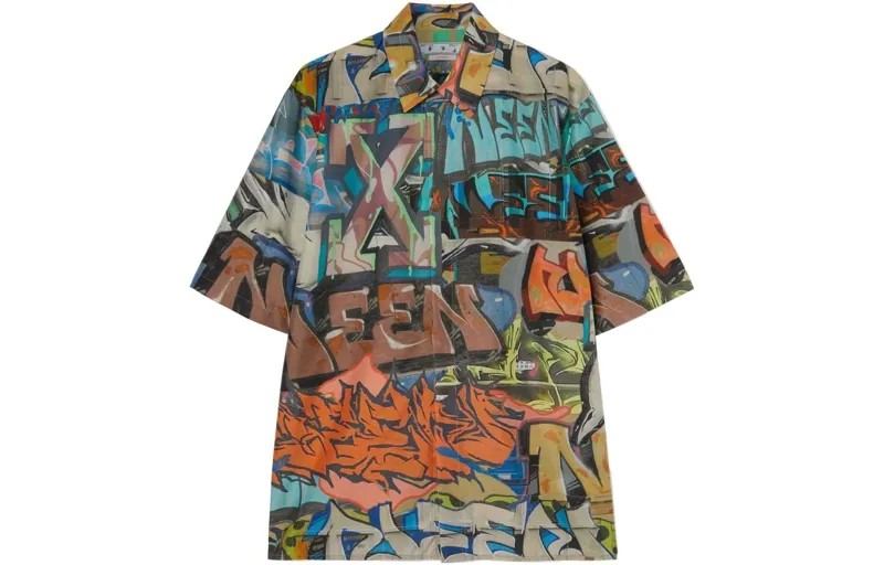 Рубашка с коротким рукавом и принтом граффити Off-White, цвет Multicolor