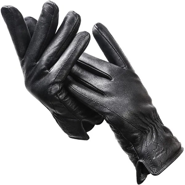 Мужские перчатки Deerskin Зерно Шерсть Подкладка Теплая Зима Сенсорный экран Кожаные перчатки