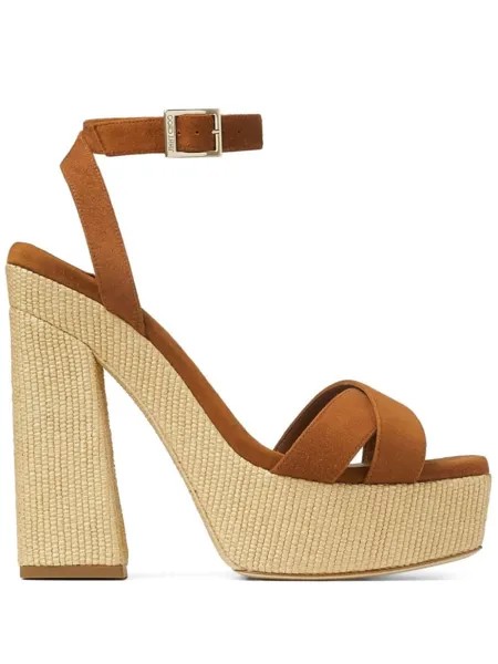 Jimmy Choo босоножки Gaia 140 на платформе, коричневый