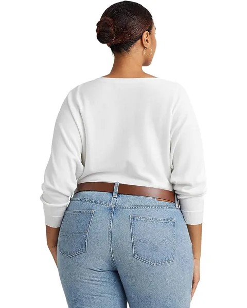 Свитер LAUREN Ralph Lauren Plus-Size Cotton-Blend Dolman-Sleeve Sweater, белый